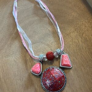 Fun Fashion necklace unique pendant on a silk cord 20”